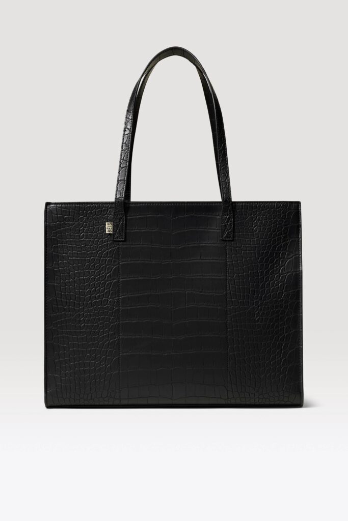 The Large Work Tote in Black Croc